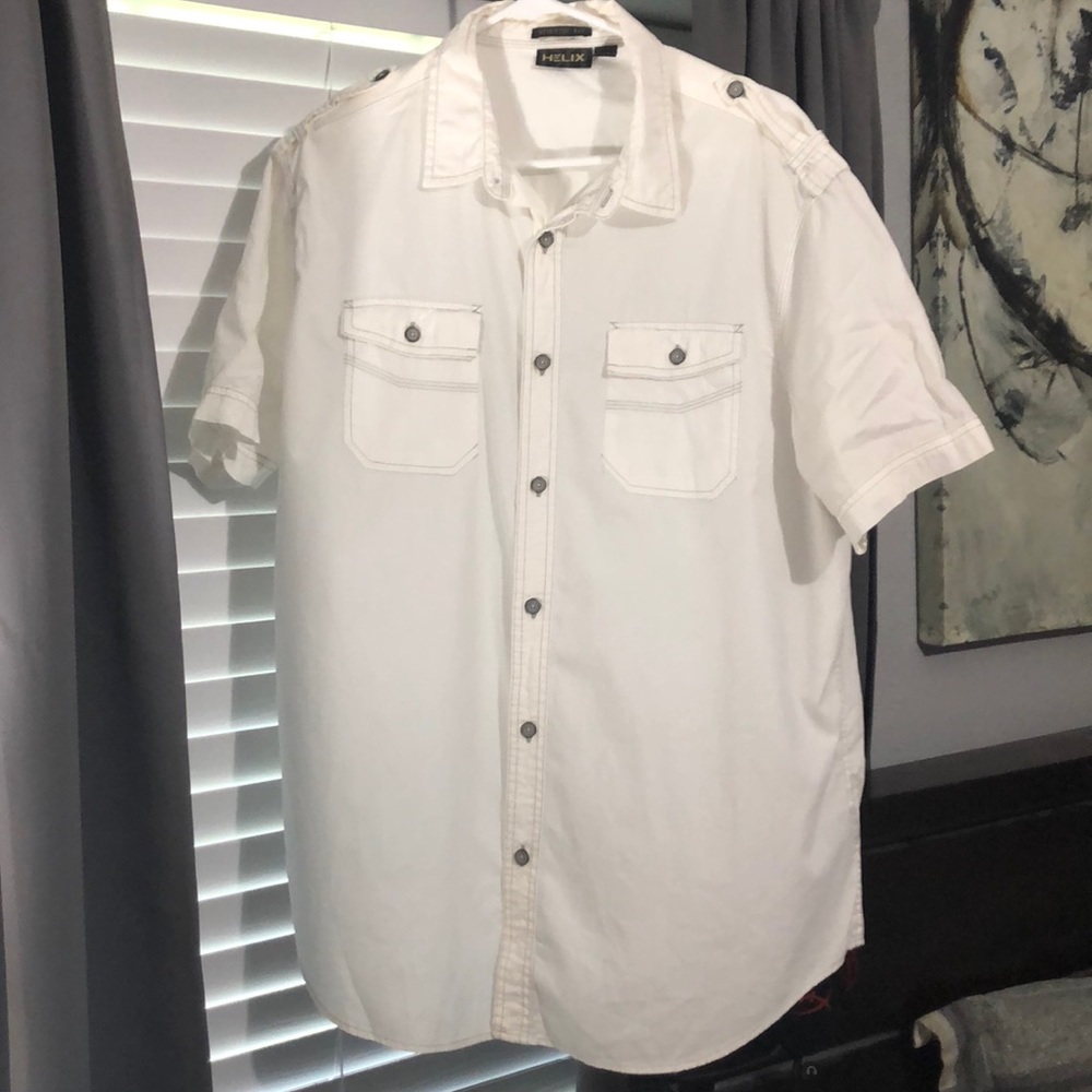 White Short Sleeve Button Down